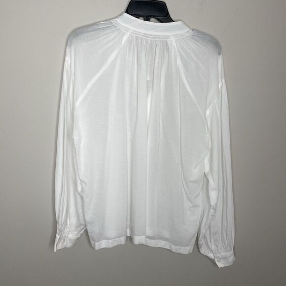 MADEWELL Top Women Small White Shirred Blouse Long Sleeve NQ888 - Picture 10 of 16